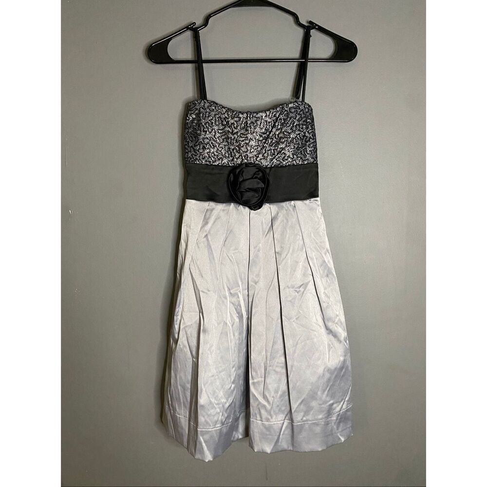 Speechless Black Silver Bow Spaghetti Strap Formal Dress Size 5